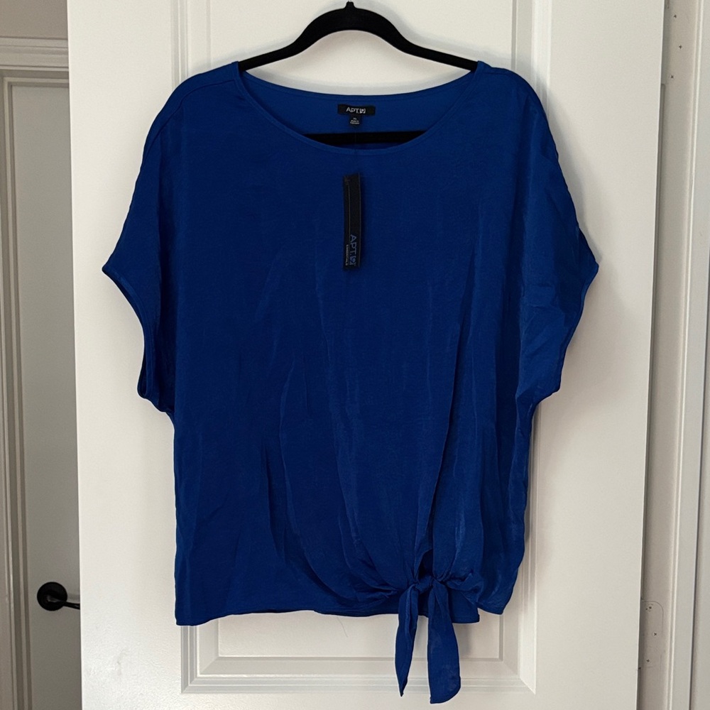 Royal Blue Tie-Front Blouse